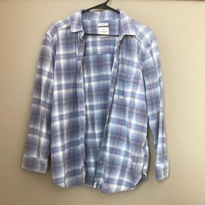 American Eagle Outfitters Long-Sleeve Destroyed Oversized Purple Flannel